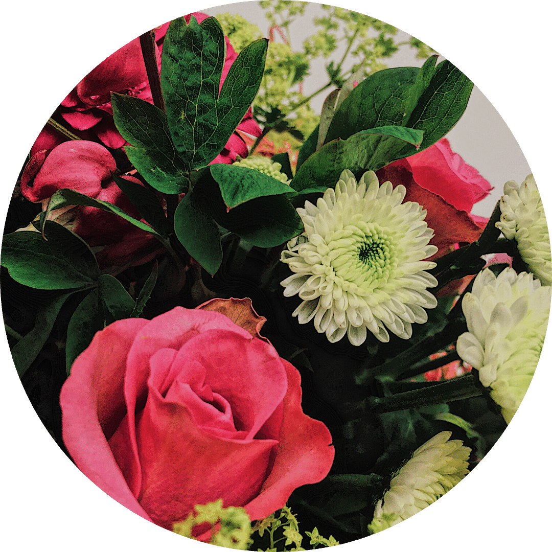 Blumenarrangement Klotzsche. Detailbild.